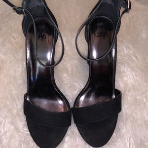 Black Suede Strap Heel